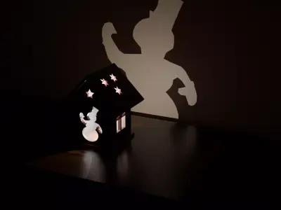 Tiny Cottage Christmas Projector Lamp Low-poly 3D model