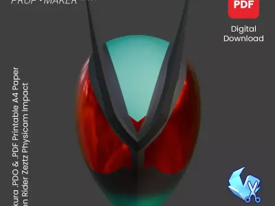 DIY Kamen Rider Zeztz Physicam Impact Helmet Template 3D model