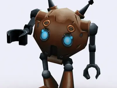 3DRT-Chibii-Robot-01 robot with golden eyes Low-poly 3D model