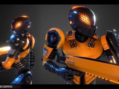  Weaponized Autonomous Sentinel Police Low-poly 3D model