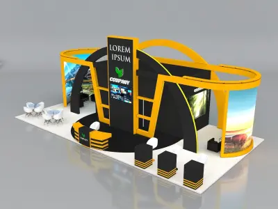 Exhibition Stand Stall 14x7m Height 550 cm 4 Side Open 3D model