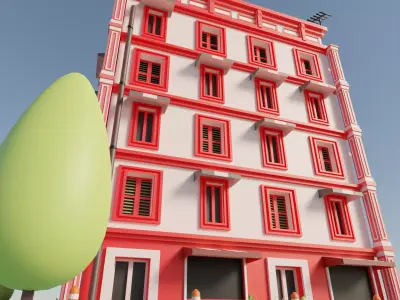 Apartments Building Low-poly 3D model