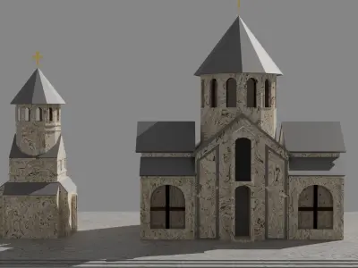 Low poly Armenian church Low-poly 3D model