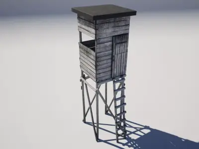 Wooden Hunting Tower Low-poly 3D model