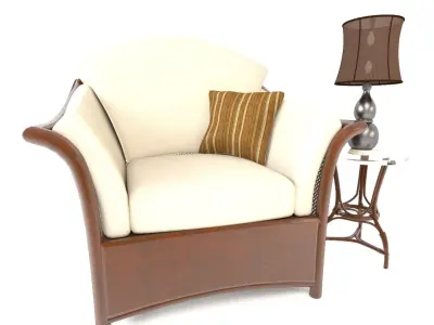Sofa set 3D model china cabinet with glass doors 3D model