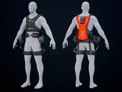Exoskeleton German Bionic Cray-X Red 2023 - PBR Low-poly 3D model