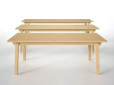 Slice three wooden tables 3D model