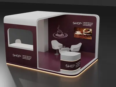 three  dimension 3d  food stall together 3D model