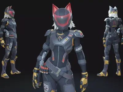 Nyangelica Animation-Ready Fantasy Warrior Low-poly 3D model