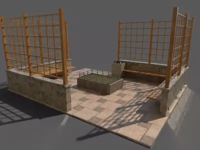 park set with 11 pieces  Low-poly 3D model