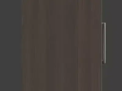 Contemporary Dark Walnut Wardrobe 3D Model Low-poly 3D model