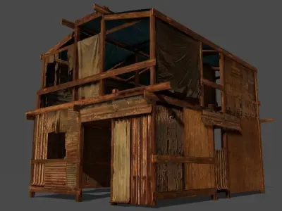 Lowpoly shanty house Low-poly 3D model