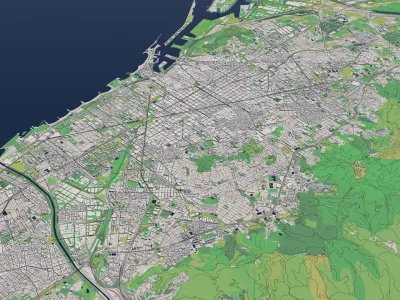 Barcelona Spain 25x25km 3D City Map 3D model