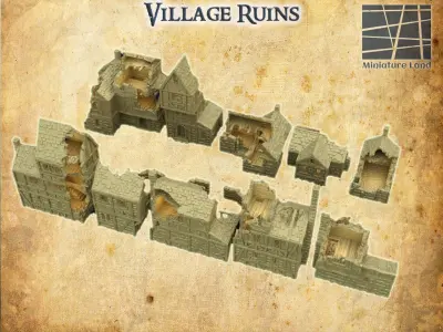 Modular Village Ruins Tabletop Terrain 28 MM 3D print model