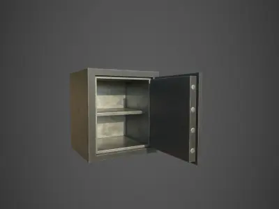  Safe With Gold and Money Low-poly 3D model