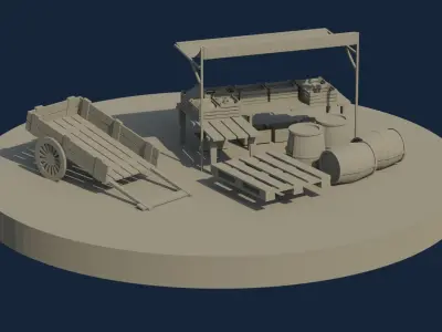 Village shop -  Low poly - Game ready Low-poly 3D model