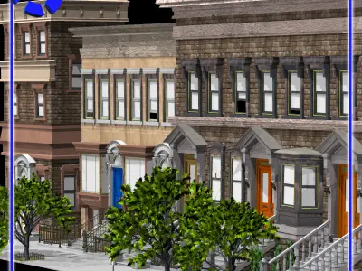 Brownstone Street Scene 1 3D model