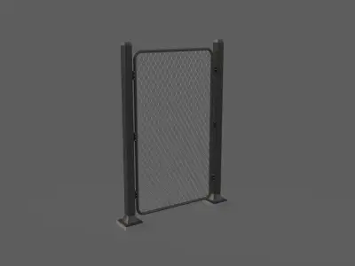 Fence metal post with chain link Low-poly 3D model