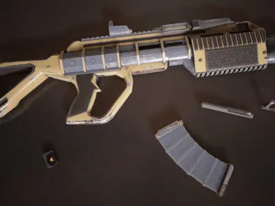 Sci-fi Futuristic Assault rifle Low-poly 3D model