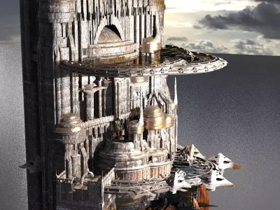 Ringed Tower Island Cliffs  3D model