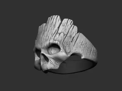 Ring Wooden Skull  3D print model