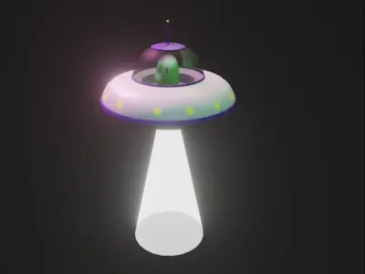 Sci fi Cartoon UFO lowpoly Low-poly 3D model