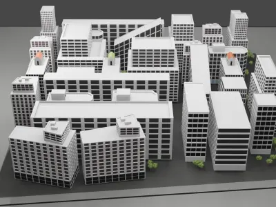Bloks Street City Center Low-poly 3D model