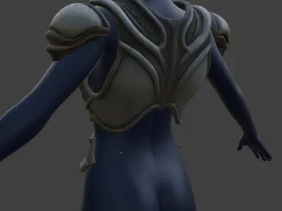 Xenomorph Female Exosuit Chestplate Pauldrons And Belly Armor 3D print model