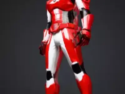 Advanced Sci-Fi Armor Hero Glossy Red White 3D Character 3D print model