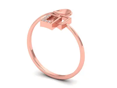 Solitaire Wedding Engagement Women Rings Open End Bypass Ring 3D print model