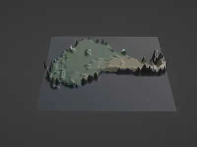 South America Map Topography  Low-poly 3D model