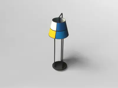 Modern Floor Lamp with Colorful Geometric Shade 3D model
