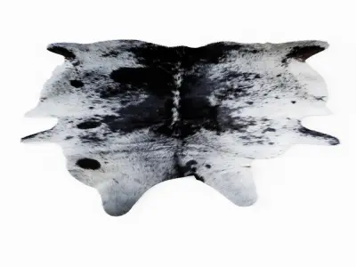 Leather Cowhide Rug With Black And White Spotted 3D model