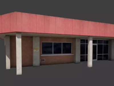 Building City Work Street Low-poly 3D model VR Low-poly 3D model