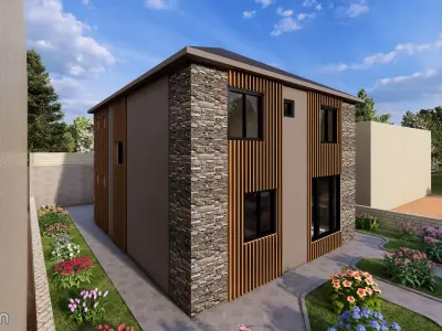 Modern Two-Story Villa with Interior 3D model
