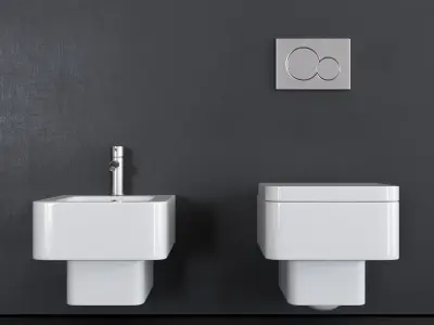 Scarabeo Ceramiche Teorema bidet and toilet art 8701 art 8702 Low-poly 3D model