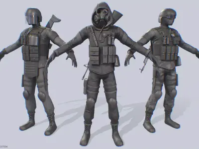 Military Character collection 3D Model Pack