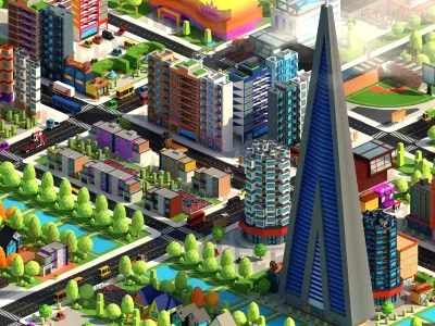 Low Poly City PACK Low-poly 3D model