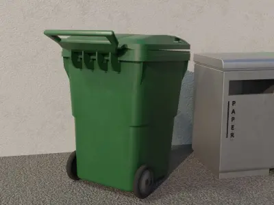 Garbage Bin Low-poly 3D model get