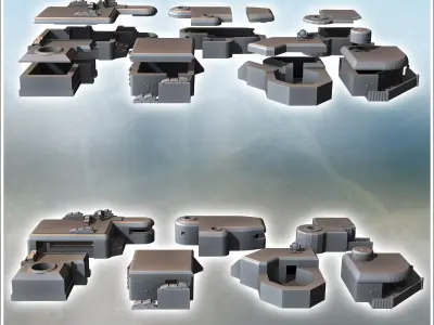 Set of seven military bunkers with different configurations 6 -  3D print model