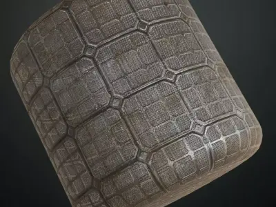 Sci-Fi Reinforced Orange Industrial Floor PBR Seamless Texture