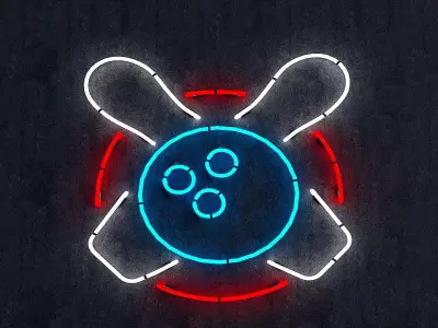 Neon Bowling Sign Low-poly 3D model