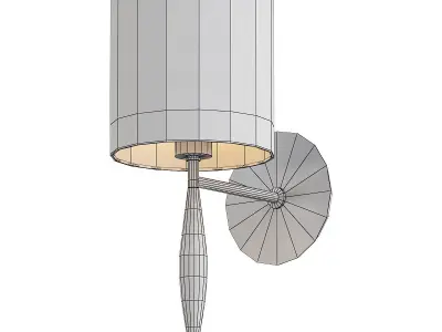 SLENDER wall sconce with wooden shade and brass finish 3D model