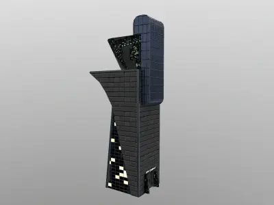 Cyberpunk City - Building 20 - BTC Skyscraper Low-poly 3D model