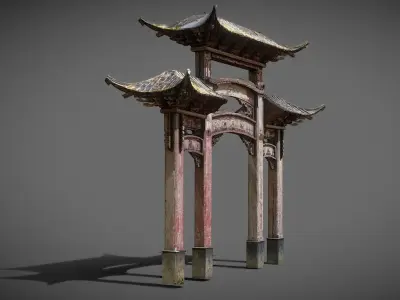 Chinese Wooden Door  1906 Low-poly 3D model