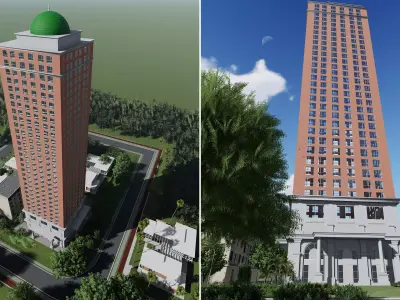 Apartment Building 3d Model Low-poly 3D model