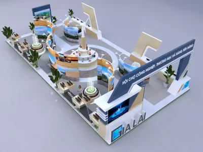 exhibition booth displaying products 3D model