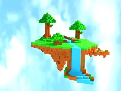 The rock in sky Free low-poly 3D model