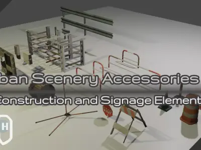 Urban Scenery Accessories Kit Low-poly 3D model