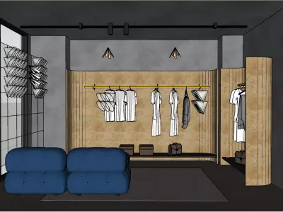 Modern Light Luxury Open Walk-in Closet Design 3D model